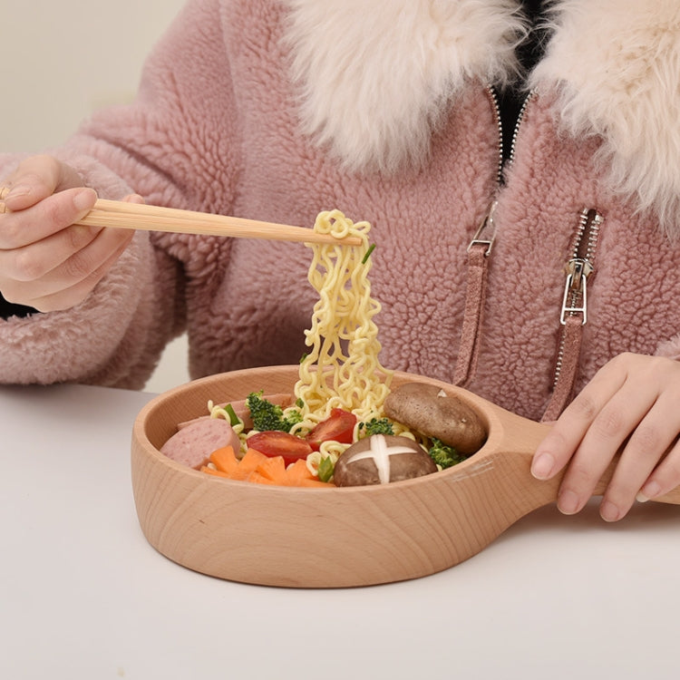 ชามบะหมี่กึ่งสำเร็จรูป ชามไม้กิมจิ ชามไม้ใส่สลัดผลไม้ พร้อมด้ามจับ ขนาดเล็ก