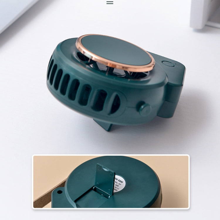 พัดลมคอแขวน USB H3 Mini Lazy สำหรับนักเรียน พัดลมสามเหลี่ยมไร้ใบพัด ใช้กลางแจ้ง, สีขาว, สีชมพู, สีเขียวทหาร