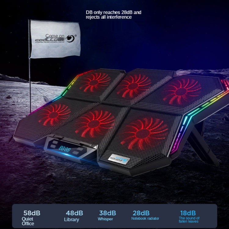 ฐานระบายความร้อนโน้ตบุ๊ก COOLCOLD RGB พร้อมพัดลม 6 ตัว ปรับความเร็วได้ 5V รุ่นสีสัน, รุ่นสัมผัส 5V 12 Symphony