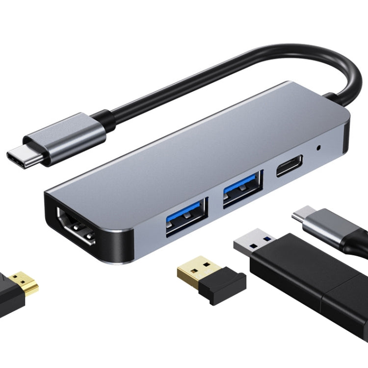 BYL-2011 4 In 1 USB-C / Type-C To 4K HDMI + USB 3.0 + USB 2.0 + PD USB-C / Type-C Charging Ports Multifunctional HUB Docking Station, 4 In 1