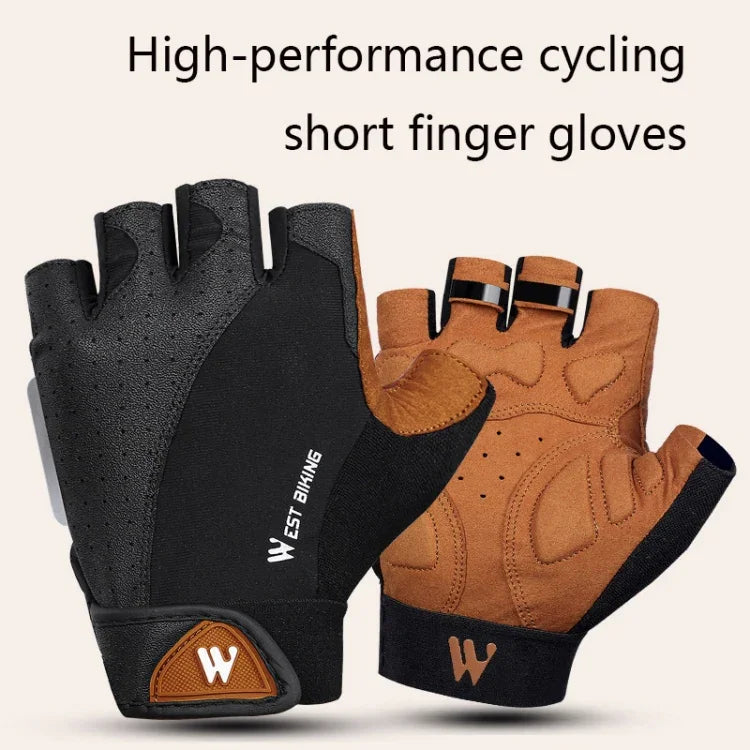 ถุงมือขี่มอเตอร์ไซค์ WEST BIKING YP0211196 ครึ่งนิ้ว กันกระแทก กันลื่น อุปกรณ์ขี่, S, M, L, XL
