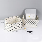 2 PCS Canvas Desktop Storage Basket Sundries Storage Box with Handle, Cross, Star, Tree, Black spot