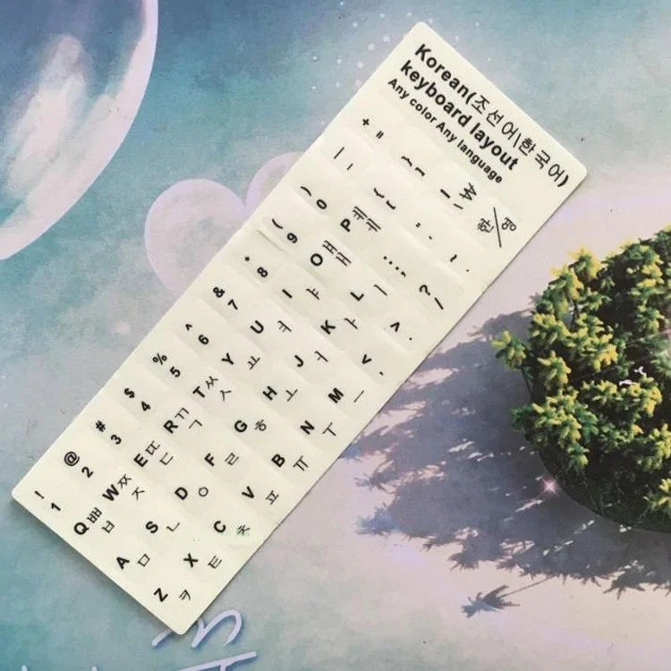 สติ๊กเกอร์แป้นพิมพ์เรืองแสง 3 ชิ้น สำหรับโน้ตบุ๊กและคอมพิวเตอร์ตั้งโต๊ะ, ภาษาอังกฤษ อาหรับ, รัสเซีย ตัวอักษรสีดำ, ภาษาอังกฤษ, อิตาลี, เยอรมัน, สเปน, ญี่ปุ่น, ฝรั่งเศส, เกาหลี, ฮีบรู, ไทย