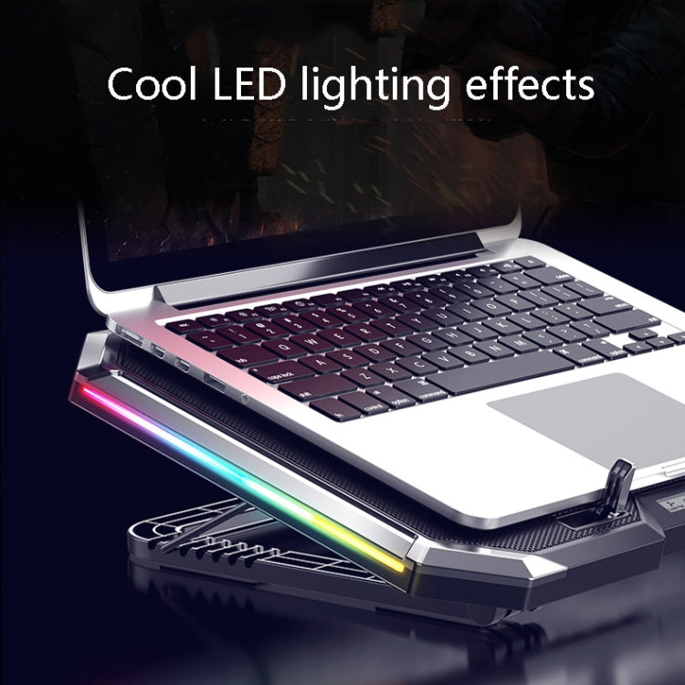 ฐานระบายความร้อนโน้ตบุ๊ก NUOXI Q8 พร้อมหน้าจอ LCD ปุ่มควบคุมแสง RBG