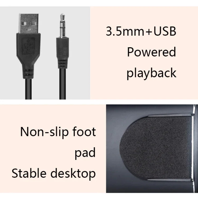 ลำโพงเดสก์ท็อปมัลติมีเดีย YEEZE A1 USB2.0 ขนาดเล็ก สำหรับคอมพิวเตอร์โน้ตบุ๊ก, สีขาวน้ำเงิน, ขาวเขียว, ขาวม่วง, ขาวส้ม, ดำน้ำเงิน, ดำเขียว, ดำม่วง, ดำส้ม, ดำชุบทอง, ขาวชุบ, ดำชุบ