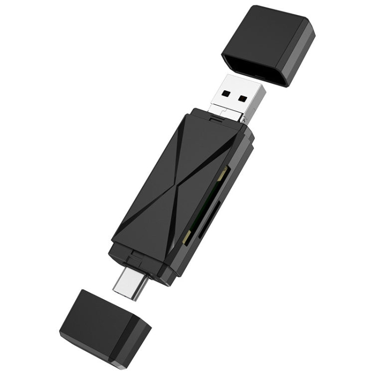 YH-109 เครื่องอ่านการ์ด SD/TF/Type-C/Micro USB/USB สำหรับคอมพิวเตอร์และมือถือ OTG สีขาว ดำ