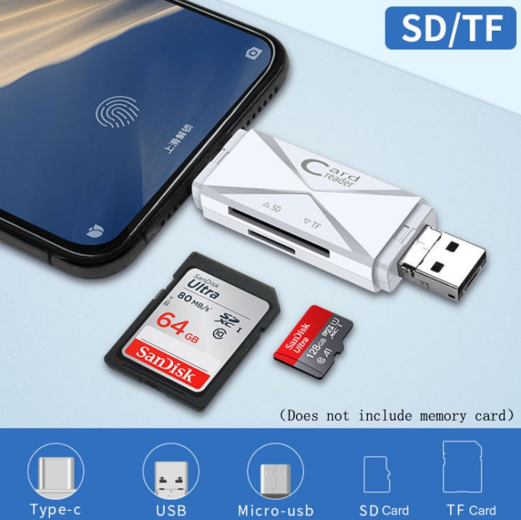 YH-109 เครื่องอ่านการ์ด SD/TF/Type-C/Micro USB/USB สำหรับคอมพิวเตอร์และมือถือ OTG สีขาว ดำ