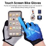 ถุงมือขี่จักรยาน WEST BIKING YP0211216 กันกระแทก รองรับหน้าจอสัมผัส เต็มนิ้ว, M, L, XL, XXL