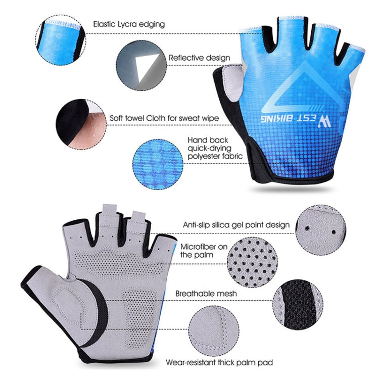 ถุงมือขี่จักรยาน WEST BIKING YP0211215 สำหรับฤดูร้อน ครึ่งนิ้ว ระบายอากาศ ถุงมือขี่จักรยานกลางแจ้ง, M, L, XL, XXL