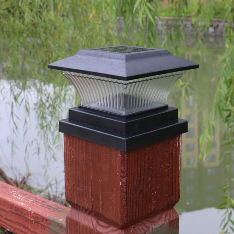 Outdoor Solar Column Lamp IP44 Waterproof Garden Fence Light Solar Street Lamp, Black Shell+White Light, Black Shell+Warm Light, Gold Bronze Shell+White Light, Gold Bronze Shell+Warm Light