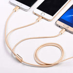 5 ชิ้น สายข้อมูลถัก 3 in 1 USB 2A เป็น USB-C / Type-C + 8 Pin + Micro USB