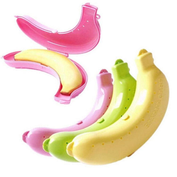 กล่องป้องกันกล้วยผลไม้ 3 สี น่ารัก 2 ชิ้น กล่องเก็บอาหารกลางวันสำหรับเด็ก