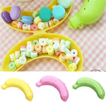 กล่องป้องกันกล้วยผลไม้ 3 สี น่ารัก 2 ชิ้น กล่องเก็บอาหารกลางวันสำหรับเด็ก