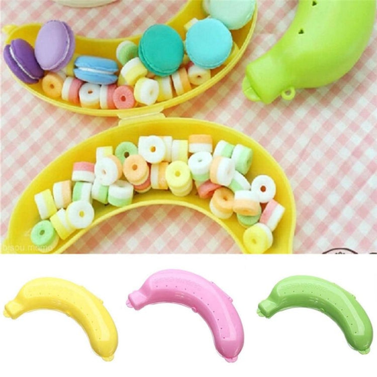 กล่องป้องกันกล้วยผลไม้ 3 สี น่ารัก 2 ชิ้น กล่องเก็บอาหารกลางวันสำหรับเด็ก