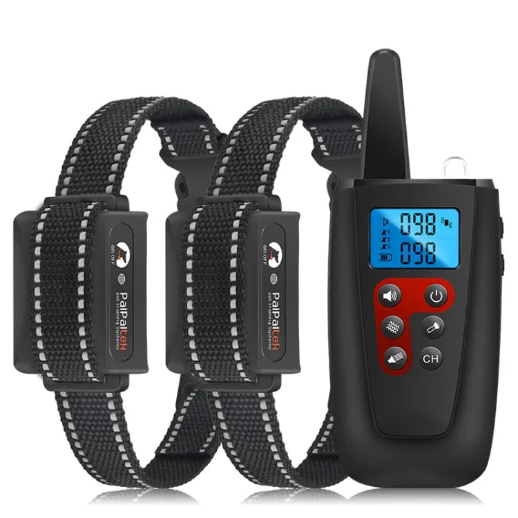 PaiPaitek PD526V-2 1 ใน 2 ความเร็ว 100 การสั่นสะเทือนควบคุมเสียง รีโมทคอนโทรล อุปกรณ์ฝึกสุนัข ปลอกคอกันเห่าอิเล็กทรอนิกส์, PD526V-2