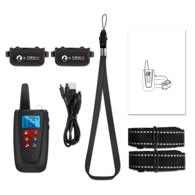 PaiPaitek PD526V-2 1 ใน 2 ความเร็ว 100 การสั่นสะเทือนควบคุมเสียง รีโมทคอนโทรล อุปกรณ์ฝึกสุนัข ปลอกคอกันเห่าอิเล็กทรอนิกส์, PD526V-2