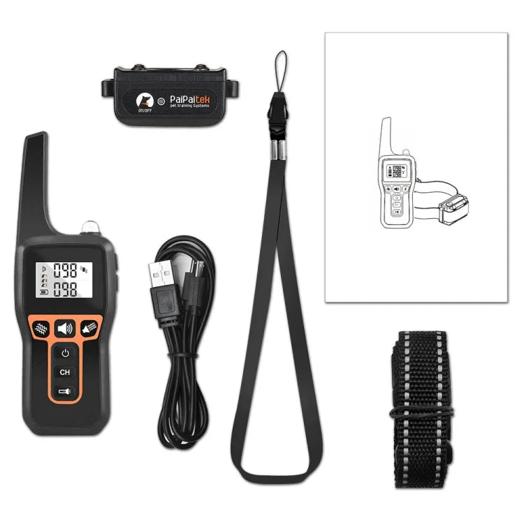 PaiPaitek PD529V-1 อุปกรณ์ฝึกสุนัขกันเห่า ปลอกคอสั่น 1000 เมตร รีโมทคอนโทรล อุปกรณ์ฝึกสัตว์เลี้ยง, PD529V-1