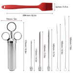 Stainless Steel Spice Syringe Barbecue Tool Turkey Needle Set, 14 in 1 (Green), 14 in 1 (Black), 14 in 1 (Blue), 14 in 1 (Orange), 14 in 1 (Gem Green), 14 in 1 (White Orange)