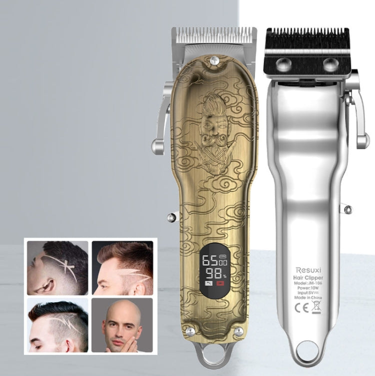 เครื่องตัดผม RESUXI สไตล์ย้อนยุค รุ่น Piaget จอแสดงผลดิจิตอล LCD กำลังสูง JM-106 ปลั๊ก EU
