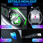 เมาส์เกมมีสาย T-WOLF V6 อินเทอร์เฟซ USB 6 ปุ่ม 3200 DPI เมคานิคอล โปรแกรมมาโคร พร้อมไฟ 7 สี, ความยาวสาย: 1.5m, รุ่นโปรแกรมมาโครพร้อมเสียง สีดำเงิน, รุ่นโปรแกรมมาโครพร้อมเสียง สีเทาเหล็ก