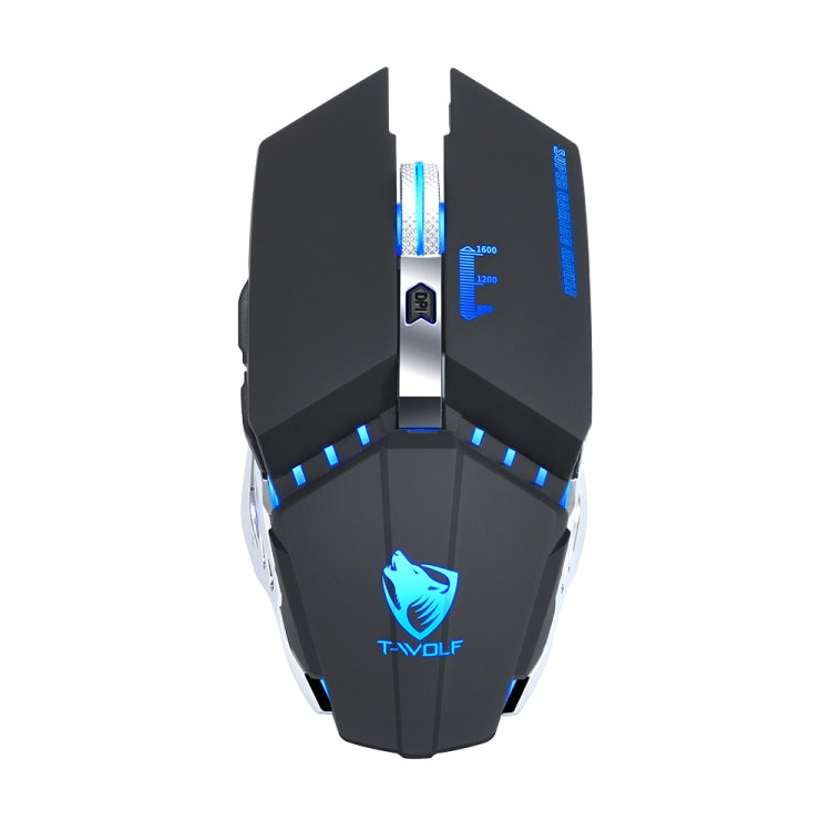 เมาส์เกมไร้สายชาร์จได้ T-WOLF Q15 6 ปุ่ม 1600 DPI เงียบ สำหรับสำนักงาน พร้อมไฟหายใจ 7 สี, สีเทคโนโลยีดำ, สีดำดาว, สีขาวมุก