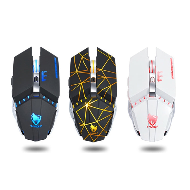 เมาส์เกมไร้สายชาร์จได้ T-WOLF Q15 6 ปุ่ม 1600 DPI เงียบ สำหรับสำนักงาน พร้อมไฟหายใจ 7 สี, สีเทคโนโลยีดำ, สีดำดาว, สีขาวมุก