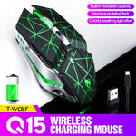 เมาส์เกมไร้สายชาร์จได้ T-WOLF Q15 6 ปุ่ม 1600 DPI เงียบ สำหรับสำนักงาน พร้อมไฟหายใจ 7 สี, สีเทคโนโลยีดำ, สีดำดาว, สีขาวมุก