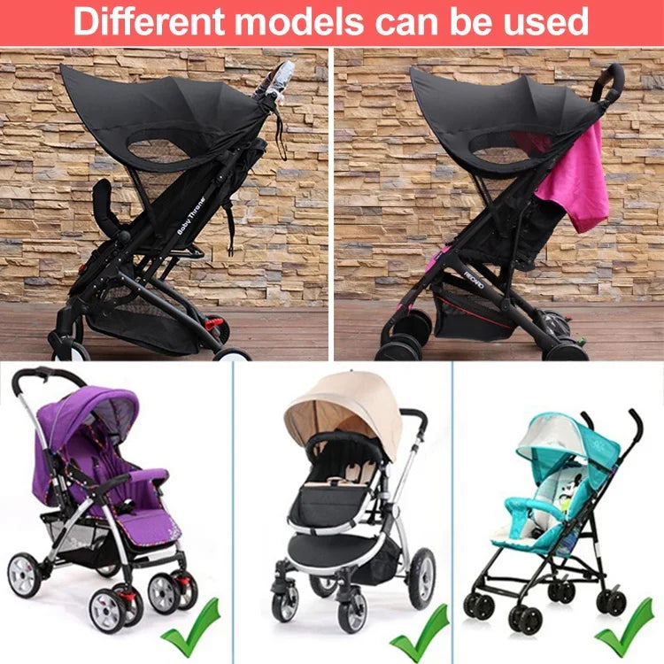 ร่มบังแดดรถเข็นเด็ก ป้องกันรังสีอัลตราไวโอเลต สีดำ กันน้ำ