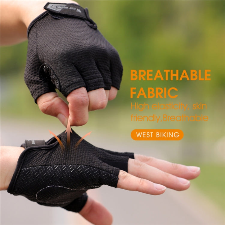 ถุงมือขี่จักรยาน WEST BIKING YP0211218 ครึ่งนิ้ว ระบายอากาศ กันลื่น, M, L, XL, 2XL