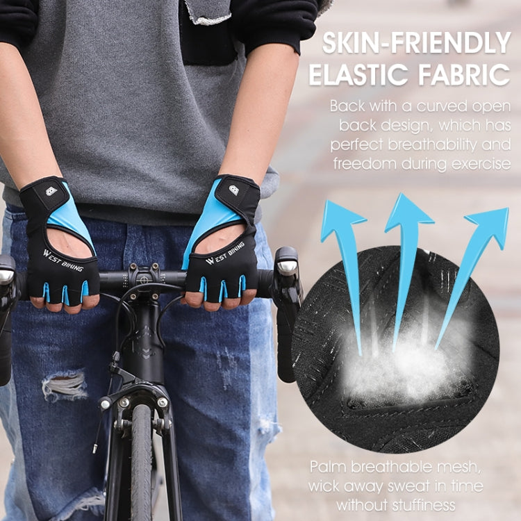 ถุงมือขี่จักรยาน WEST BIKING YP0211217 ฝ่ามือซิลิโคน ระบายอากาศ ถุงมือออกกำลังกายและป้องกันข้อมือ, M, L, XL
