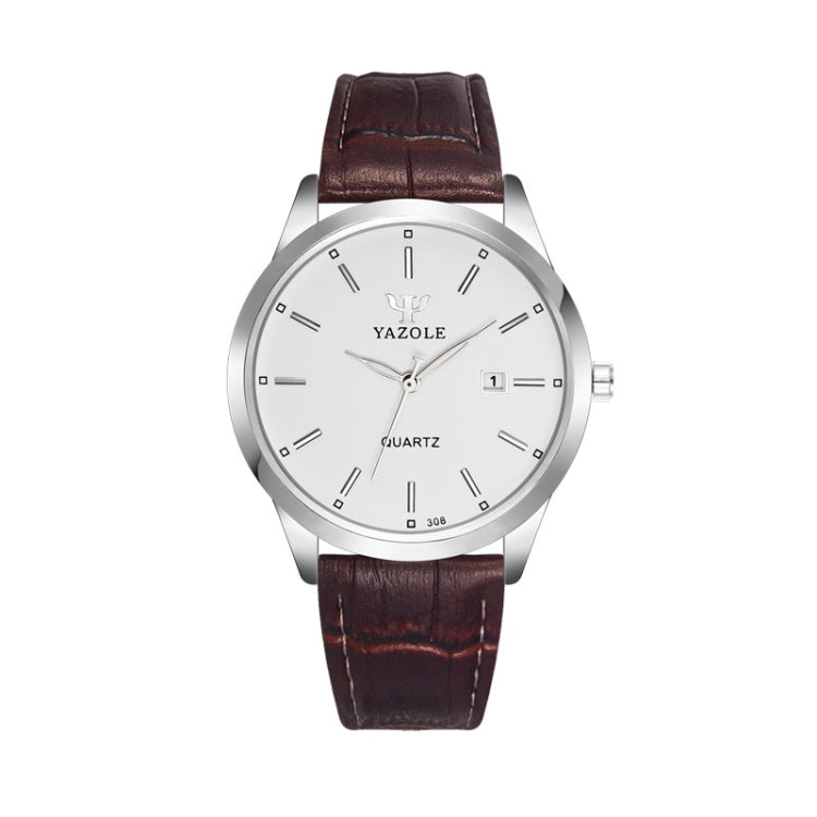 YAZOLE 308 Luminous Quartz Watch Men Watch, White Tray Brown Belt, White Tray Black Belt, Black Tray Black Belt, Black Tray Brown Belt, White Tray Silver Steel Strip, Black Tray Silver Steel Strip, Black Shell Black Tray Black Belt                     ...