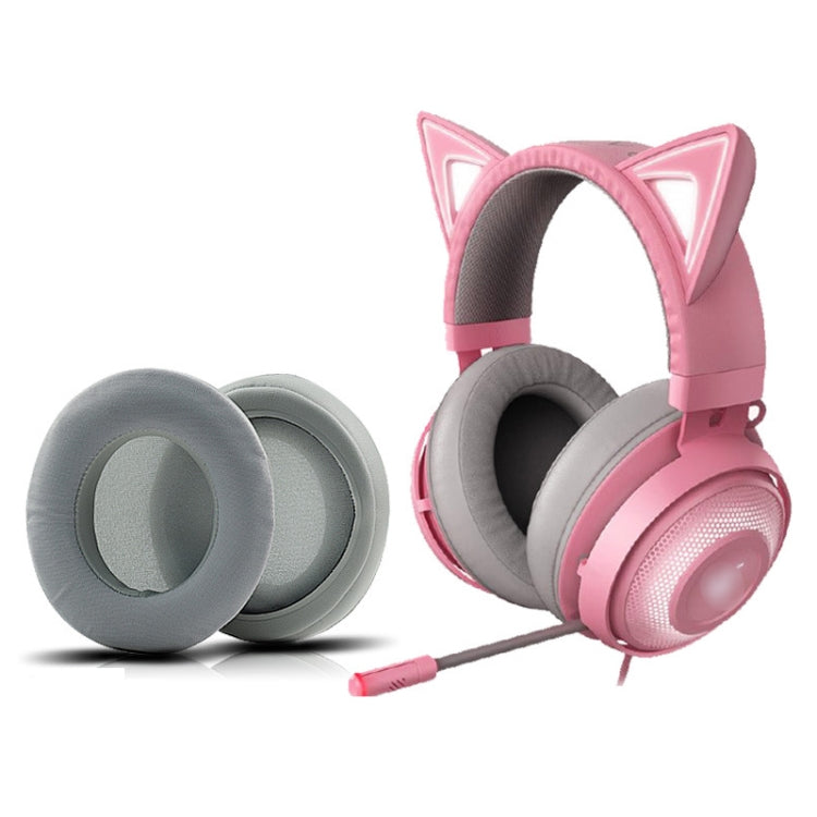 ปลอกฟองน้ำเจลเย็น 2 ชิ้น สำหรับหูฟัง Razer Meng Cat Pink Crystal Edition Beihai Giant Monster V2 RGB Symphony, สีดำ, สีเทา