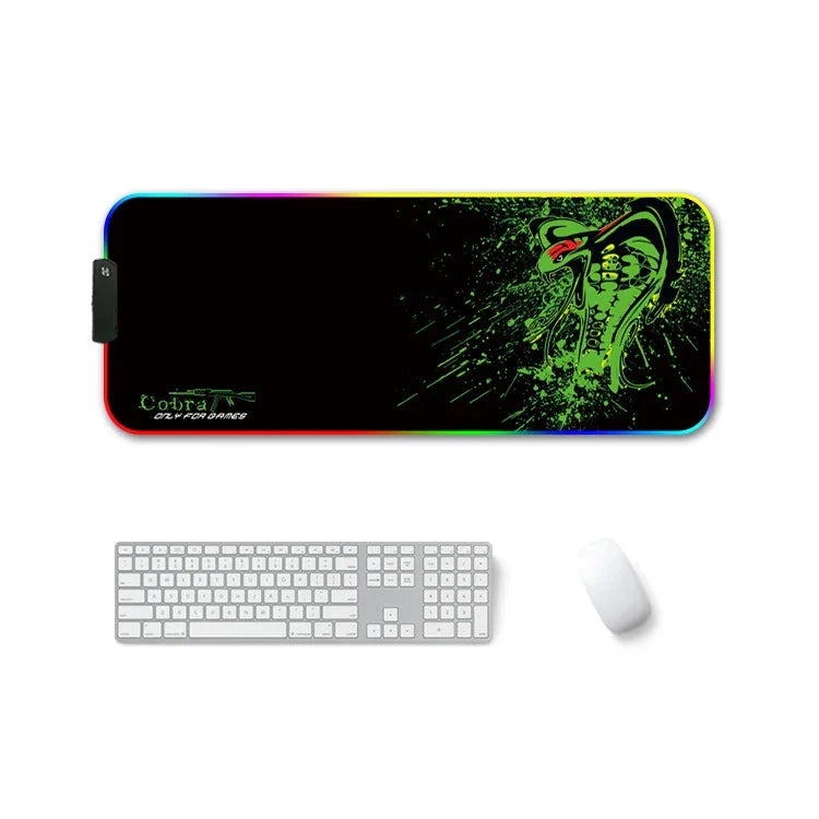 แผ่นรองเมาส์ยาง F-01 แบบถ่ายเทความร้อน พร้อมไฟ RGB เรืองแสง กันลื่น, ขนาด 300x350x4mm, 350x600x3mm, 350x600x4mm, 300x800x3mm, 300x800x4mm