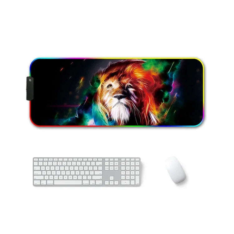 แผ่นรองเมาส์ยาง F-01 แบบถ่ายเทความร้อน พร้อมไฟ RGB เรืองแสง กันลื่น, ขนาด 350x900x3mm, 350x900x4mm, 400x900x3mm, 400x900x4mm