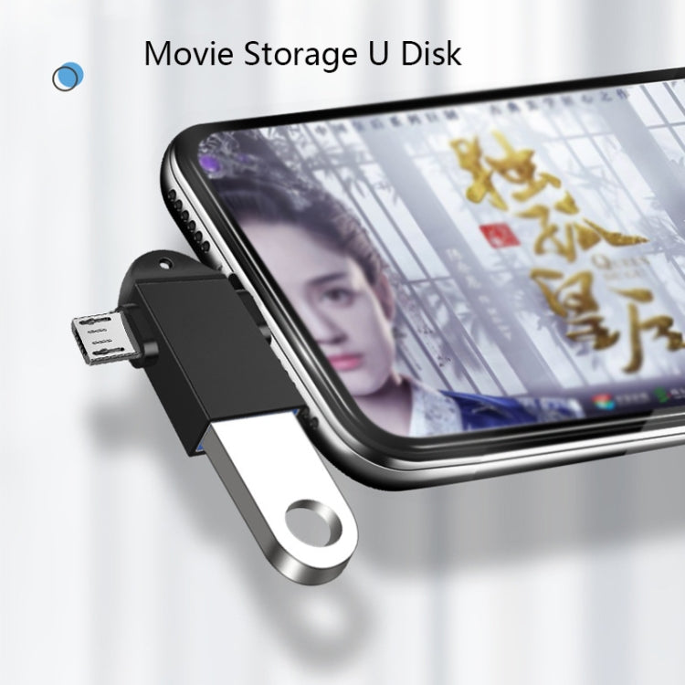 10 ชิ้น LI-09 USB 3.0 ตัวเมียเป็น USB-C / Type-C + Micro USB ตัวผู้ อะแดปเตอร์ OTG หลายฟังก์ชันพร้อมสายคล้อง, สีดำ, ทอง, เงิน, โรสโกลด์