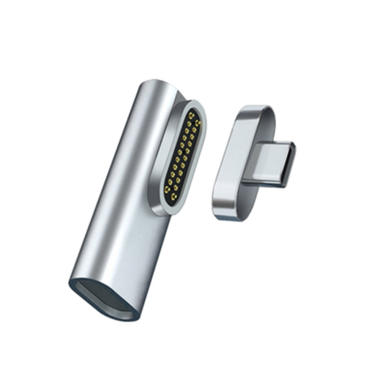 อะแดปเตอร์แม่เหล็ก USB-C / Type-C 20 Pin แบบข้อศอก รองรับการชาร์จและส่งวิดีโอ 4K, สีเงิน, สีเทา, สีดำ