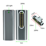 อะแดปเตอร์แม่เหล็ก USB-C / Type-C 20 Pin แบบข้อศอก รองรับการชาร์จและส่งวิดีโอ 4K, สีเงิน, สีเทา, สีดำ