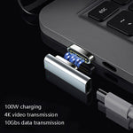 อะแดปเตอร์แม่เหล็ก USB-C / Type-C 20 Pin แบบข้อศอก รองรับการชาร์จและส่งวิดีโอ 4K, สีเงิน, สีเทา, สีดำ