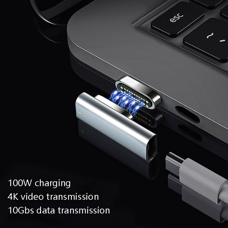 อะแดปเตอร์แม่เหล็ก USB-C / Type-C 20 Pin แบบข้อศอก รองรับการชาร์จและส่งวิดีโอ 4K, สีเงิน, สีเทา, สีดำ