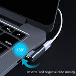 อะแดปเตอร์แม่เหล็ก USB-C / Type-C 20 Pin แบบข้อศอก รองรับการชาร์จและส่งวิดีโอ 4K, สีเงิน, สีเทา, สีดำ