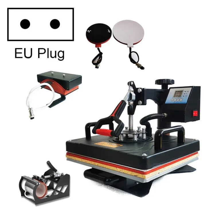 เครื่องรีดร้อน 5 in 1 รุ่น WL2938T กำลังไฟ 1200W สำหรับพิมพ์ลายเสื้อยืด ปลั๊ก EU, 1200W