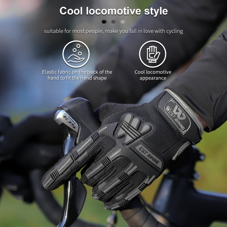 ถุงมือขี่จักรยาน WEST BIKING YP0211208 ถุงมือมอเตอร์ไซค์นิ้วยาว กันลื่น สัมผัสหน้าจอ, M, L, XL