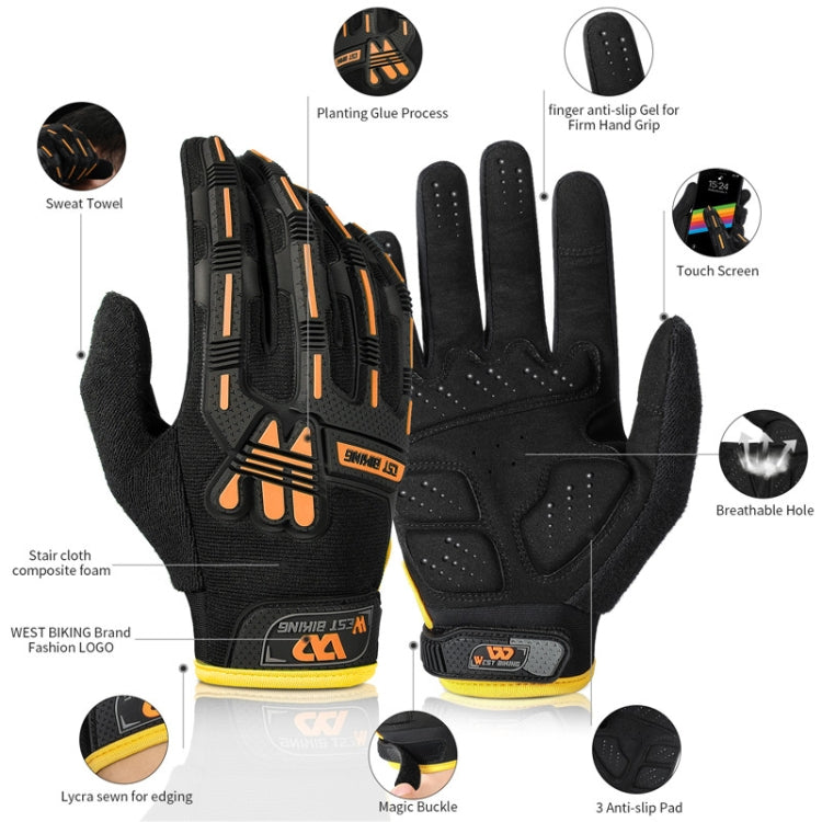 ถุงมือขี่จักรยาน WEST BIKING YP0211208 ถุงมือมอเตอร์ไซค์นิ้วยาว กันลื่น สัมผัสหน้าจอ, M, L, XL