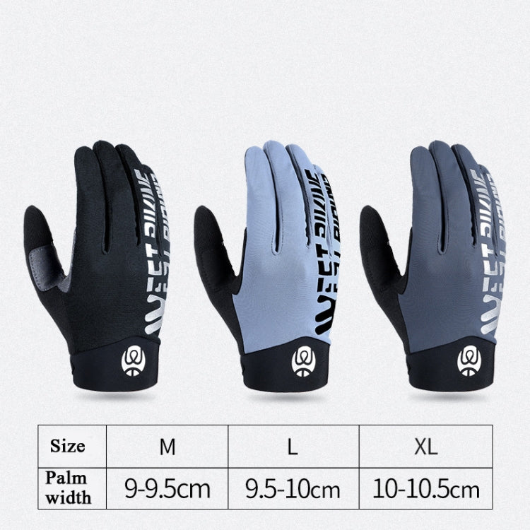 ถุงมือ WEST BIKING YP0211214 ถุงมือกันกระแทกนิ้วยาว กันลื่น สัมผัสหน้าจอ ถุงมือกีฬาปั่นจักรยาน, M, L, XL