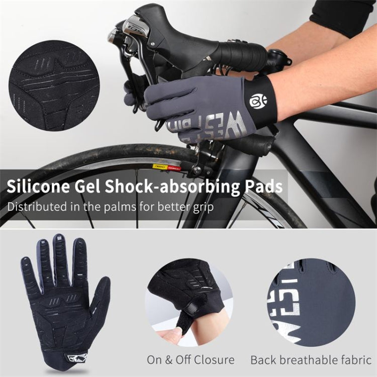 ถุงมือ WEST BIKING YP0211214 ถุงมือกันกระแทกนิ้วยาว กันลื่น สัมผัสหน้าจอ ถุงมือกีฬาปั่นจักรยาน, M, L, XL