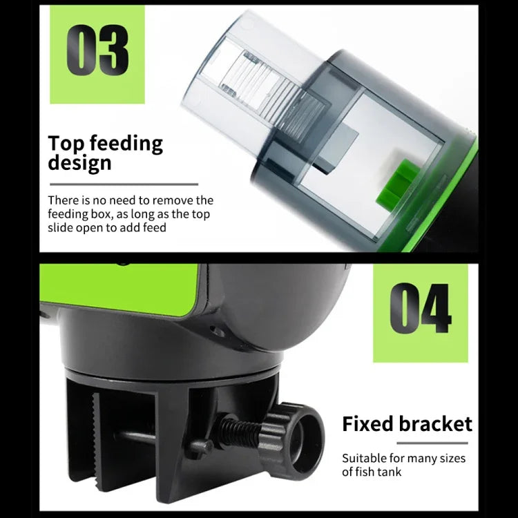 AquaBlue Fish Tank Intelligent Timing Automatic Feeder Aquarium Goldfish Feeder Large Capacity Fish Feeder,Model:, AF-2019B English Version
