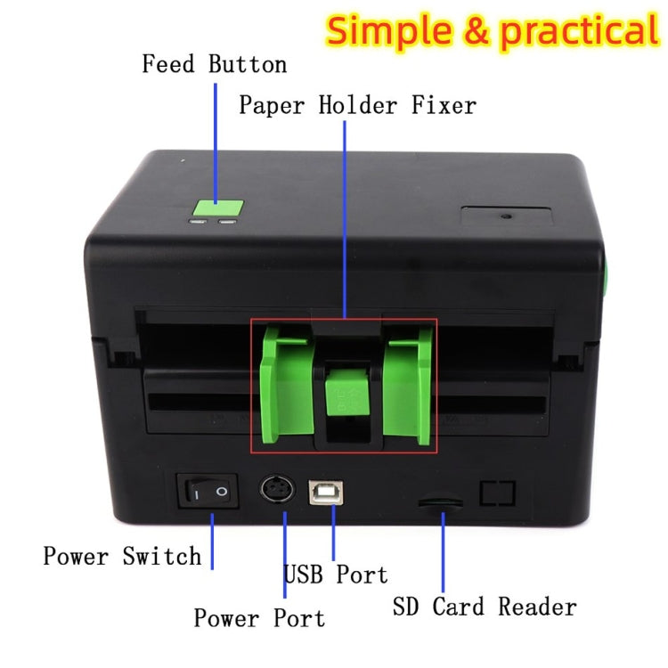 เครื่องพิมพ์ฉลากขนาด 4 นิ้ว XP-108B ความยาว 108 มม. เครื่องพิมพ์บาร์โค้ดความร้อน สำหรับฉลากจัดส่ง UPS DHL USPS DPD POCHTA, ปลั๊ก EU, USB, USB + บลูทูธ รุ่น