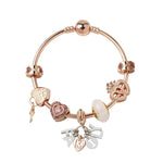 สร้อยข้อมือประดับหัวใจล็อกโรสโกลด์ MGZ03 ความยาว: 18 ซม., 19 ซม., 20 ซม.
