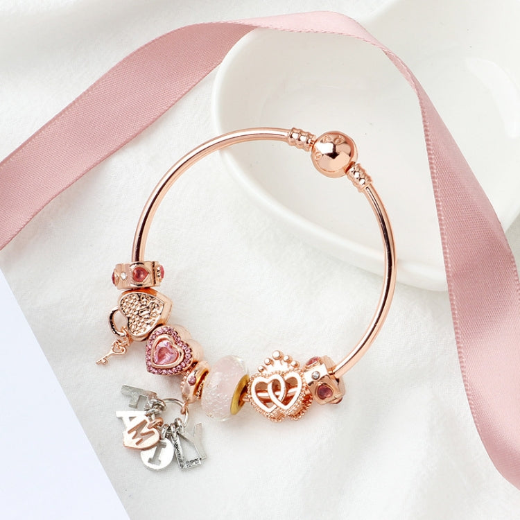 สร้อยข้อมือประดับหัวใจล็อกโรสโกลด์ MGZ03 ความยาว: 18 ซม., 19 ซม., 20 ซม.
