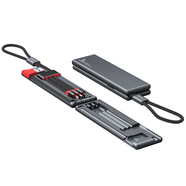 Oatsbasf 03083 สายชาร์จพกพาอเนกประสงค์ Micro USB + USB-C / Type-C + 8 Pin 3 in 1 สีขาว, เทา, ส้ม, เขียว